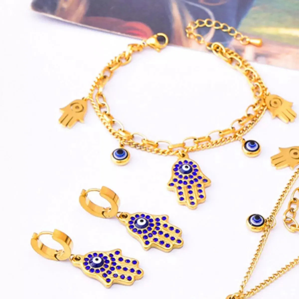18K Gold-Plated Hand Charm Jewelry Set by Partner Label