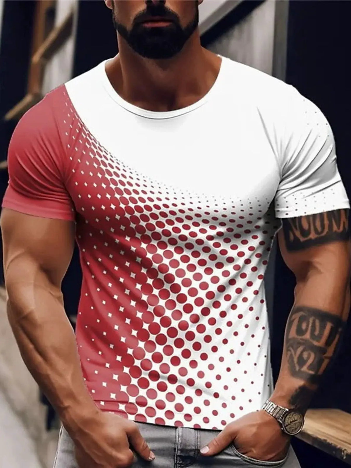 Men's Full Size Gradient Dot Print T-Shirt Plus Size by Trendsi