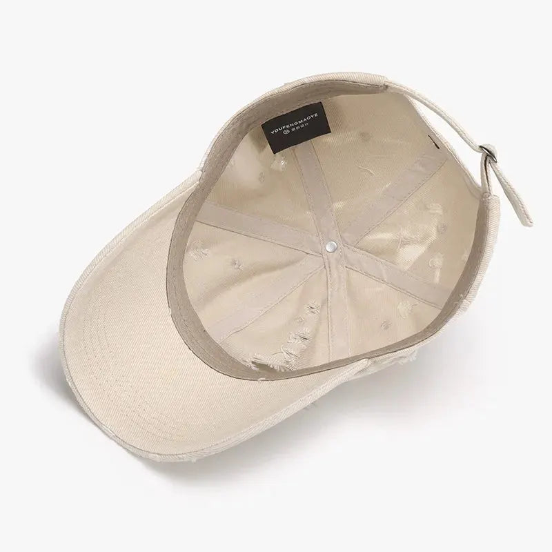 Distressed Adjustable Cotton Baseball Cap by Partner Label