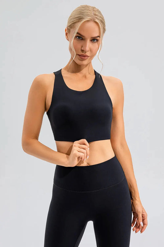 Round Neck Cutout Cropped Active Tank by Partner Label