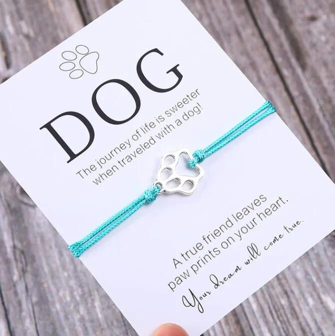Friendship Bracelet Gift for Him Paw Print Bracelet Dog Lover Gift Dog Lover Jewelry Wish Bracelet Gift for Pet Dog Parents by Maiden-Art