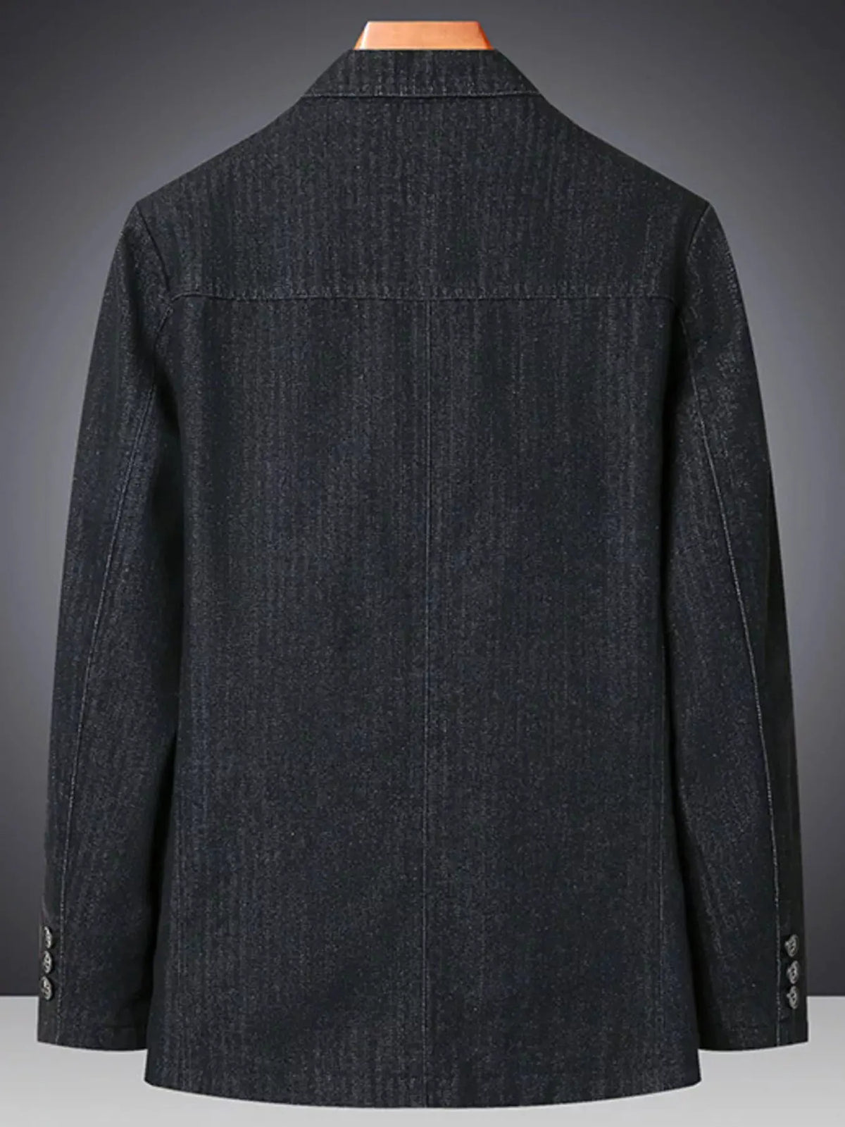 Men's Plus Size Classic Fit Textured Denim Blazer by Trendsi