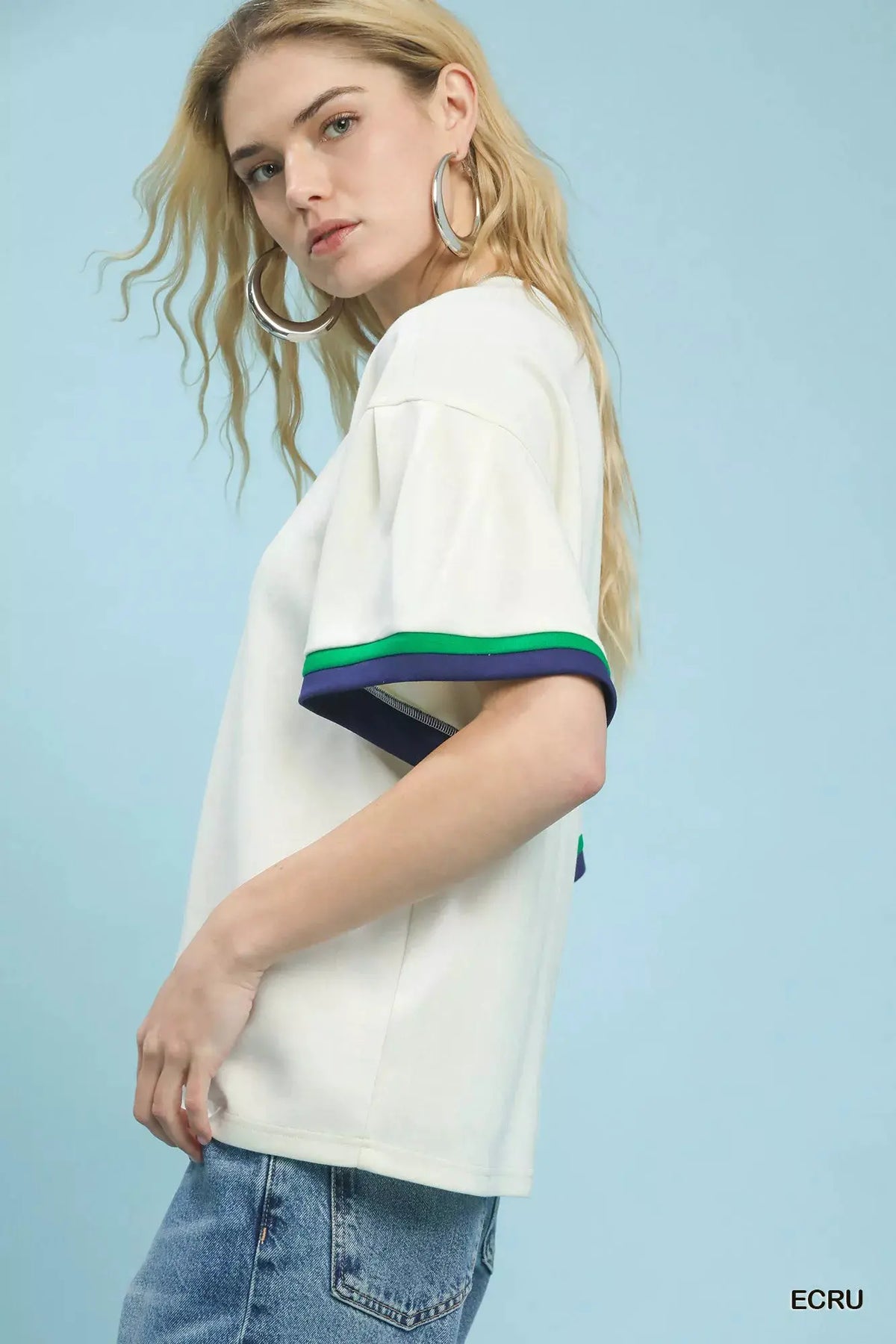 Umgee Contrast Trim Bell Sleeve Top by Umgee