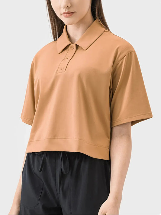 Millennia Half Button Short Sleeve Active T-Shirt by Millennia