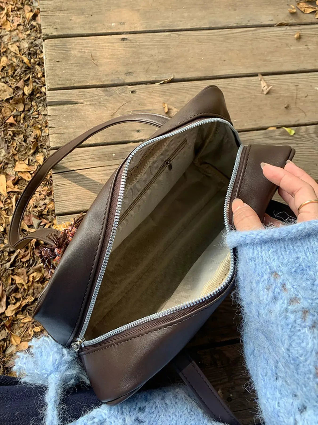 Classic Style Faux Leather Tote Bag by Partner Label