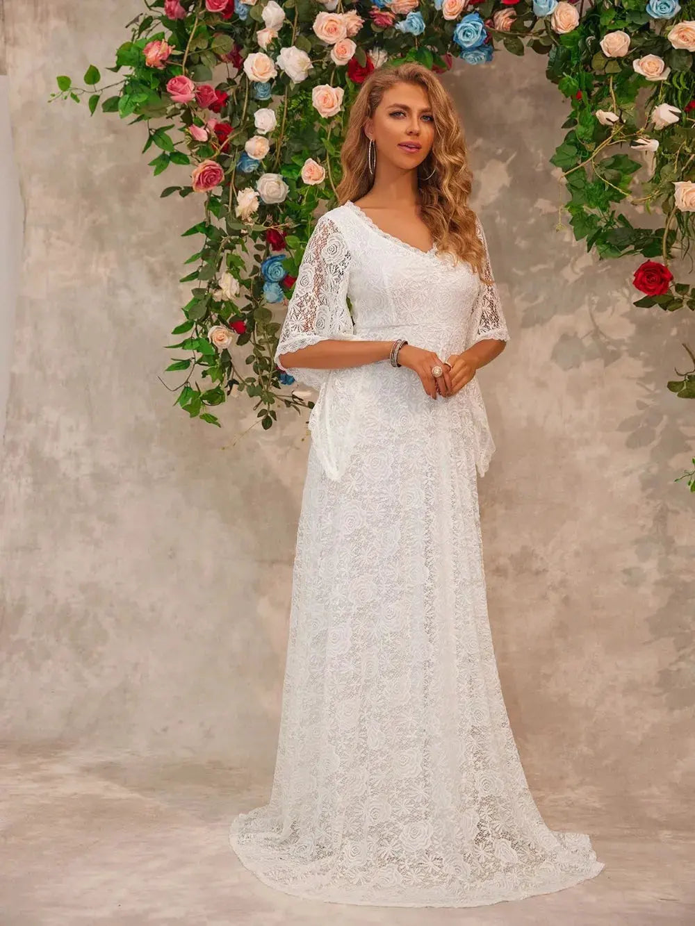 Lace V-Neck Floor length Dress by Partner Label