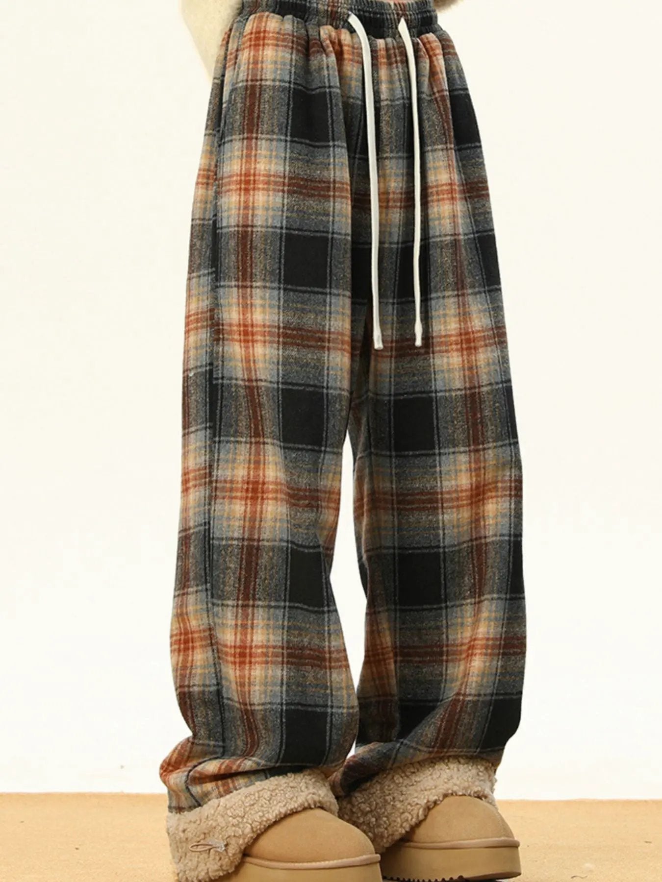 Men's Plus Size Plaid Wide Leg Pants by Partner Label