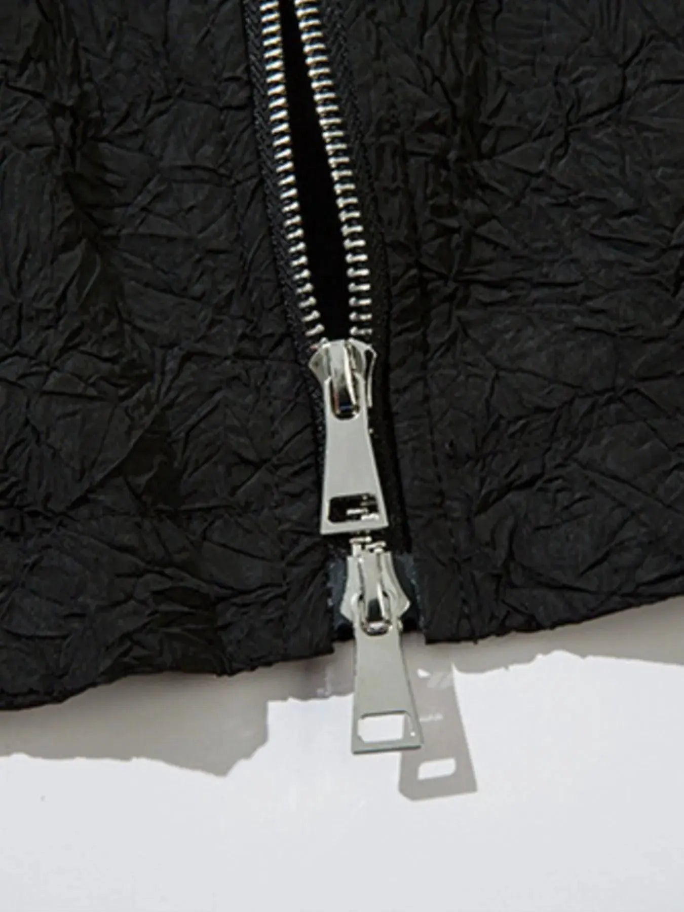 Textured Bomber Collared Neck Zip Up Jacket by Partner Label