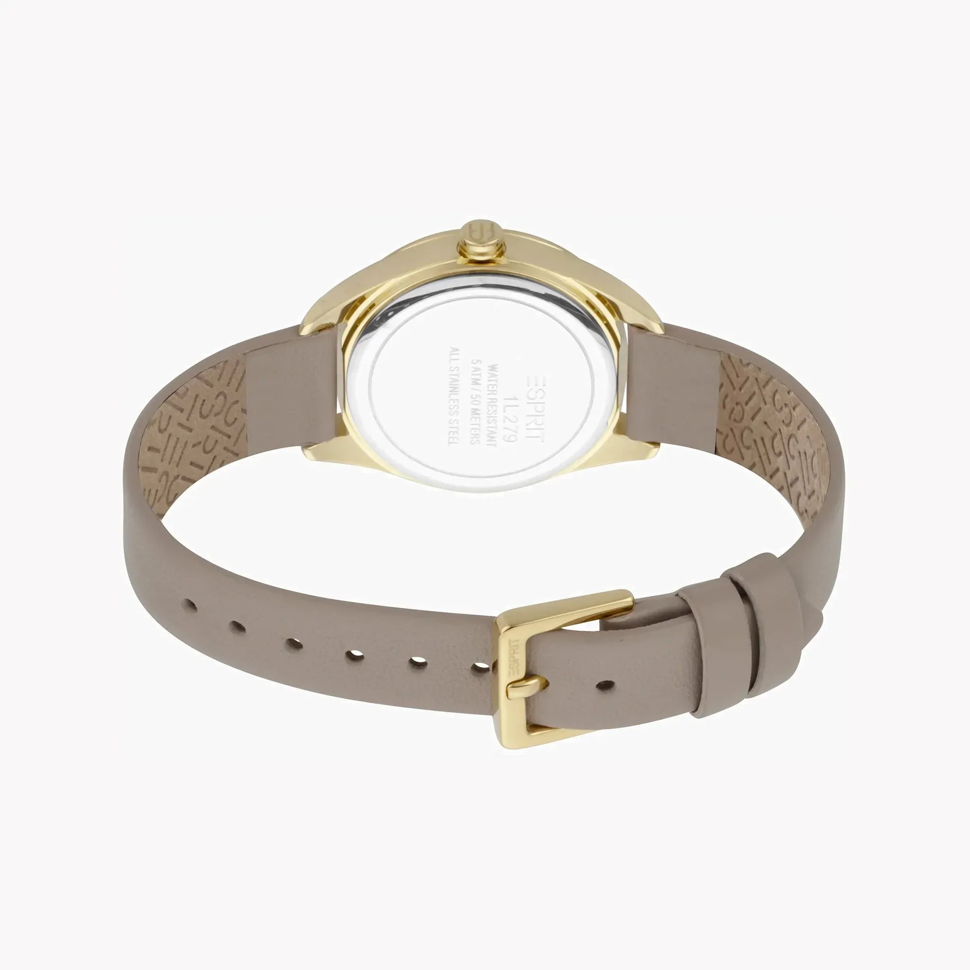 Esprit Women's Beige Leather Watch, Silver Dial | Es1l196m0025 by ESPRIT
