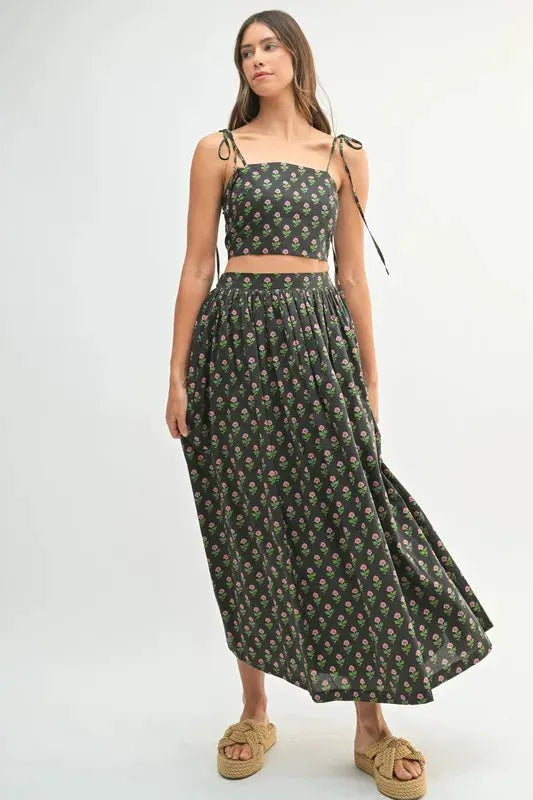 MABLE Floral Crop Top and Skirt Set by MABLE