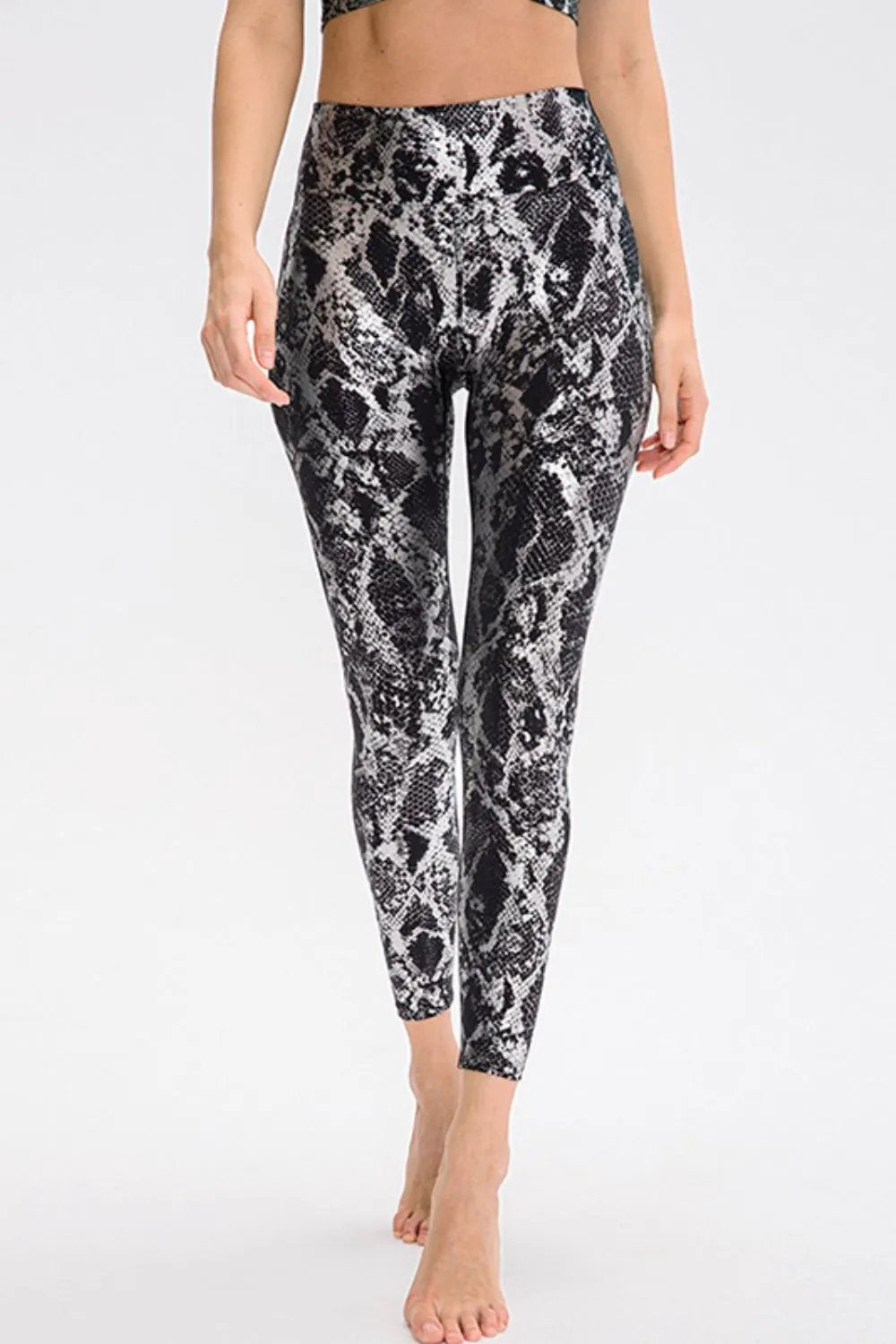 Animal Print Slim Fit Wide Waistband Long Sports Pants by Partner Label