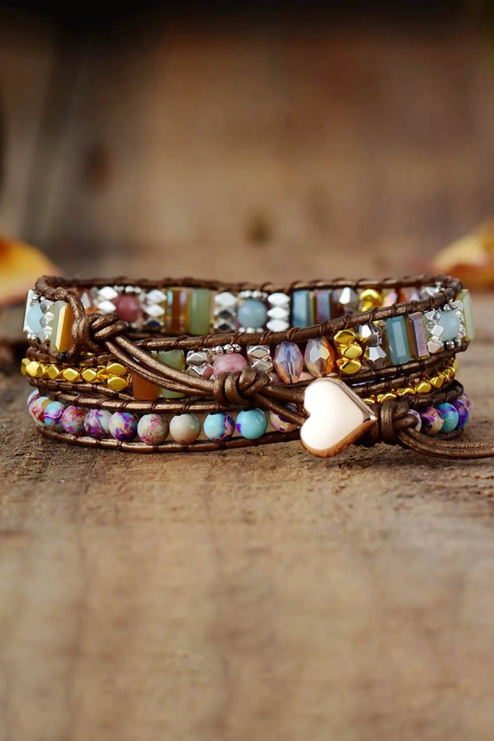 Handmade Crystal Beaded Natural Stone Bracelet by Partner Label