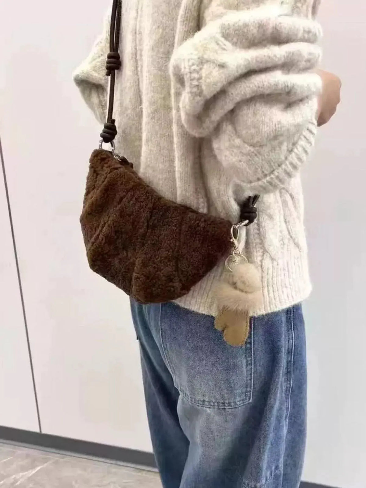Knot Strap Furry Crossbody Bag by Partner Label