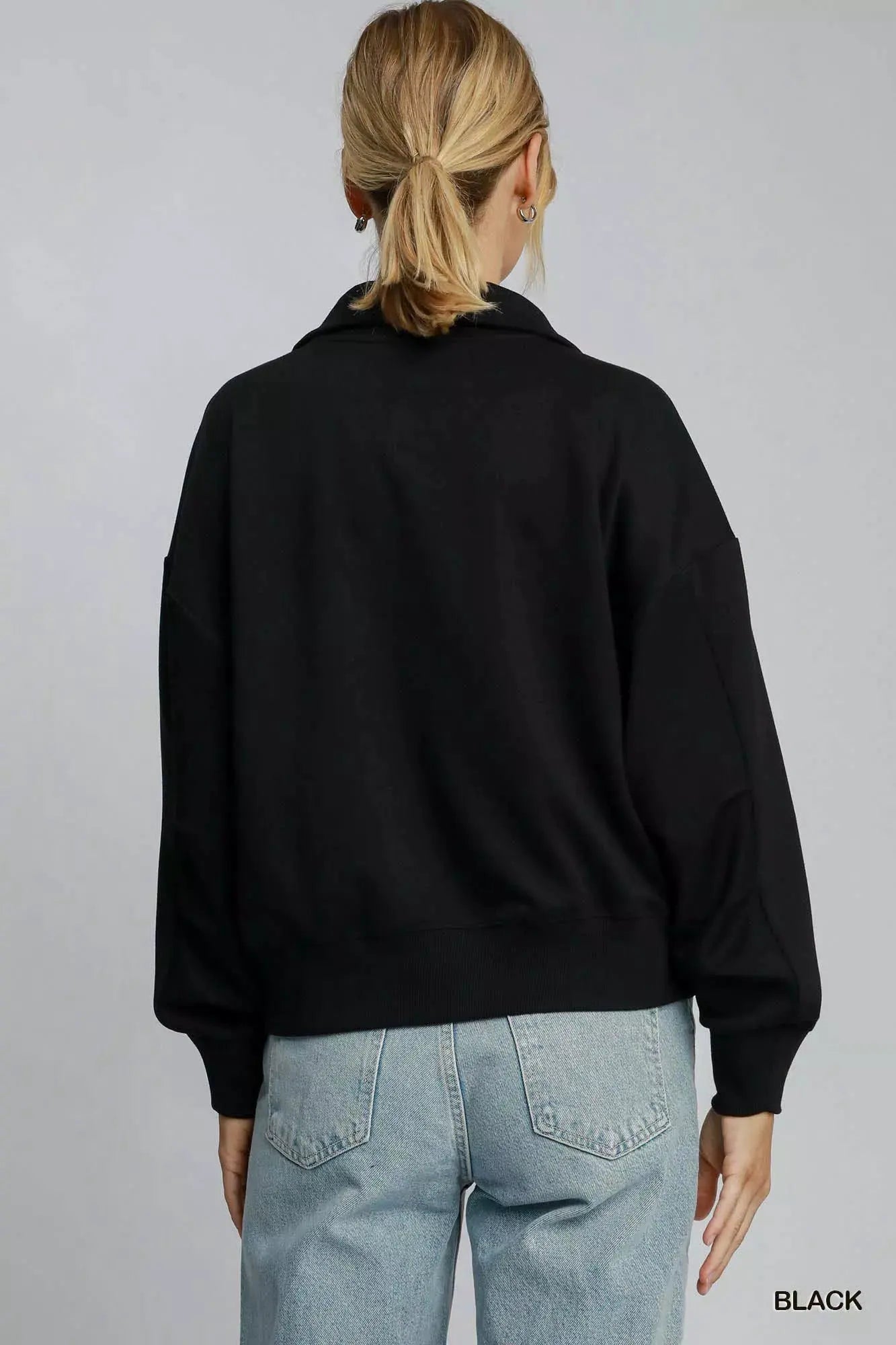 Umgee Half Zip Drop Shoulder Sweatshirt by Umgee