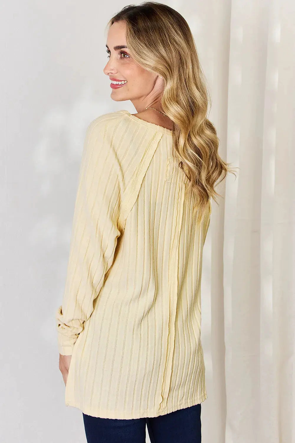 Basic Bae Full Size Ribbed Round Neck Slit T‑Shirt | Partner Labels Selection by Partner Label