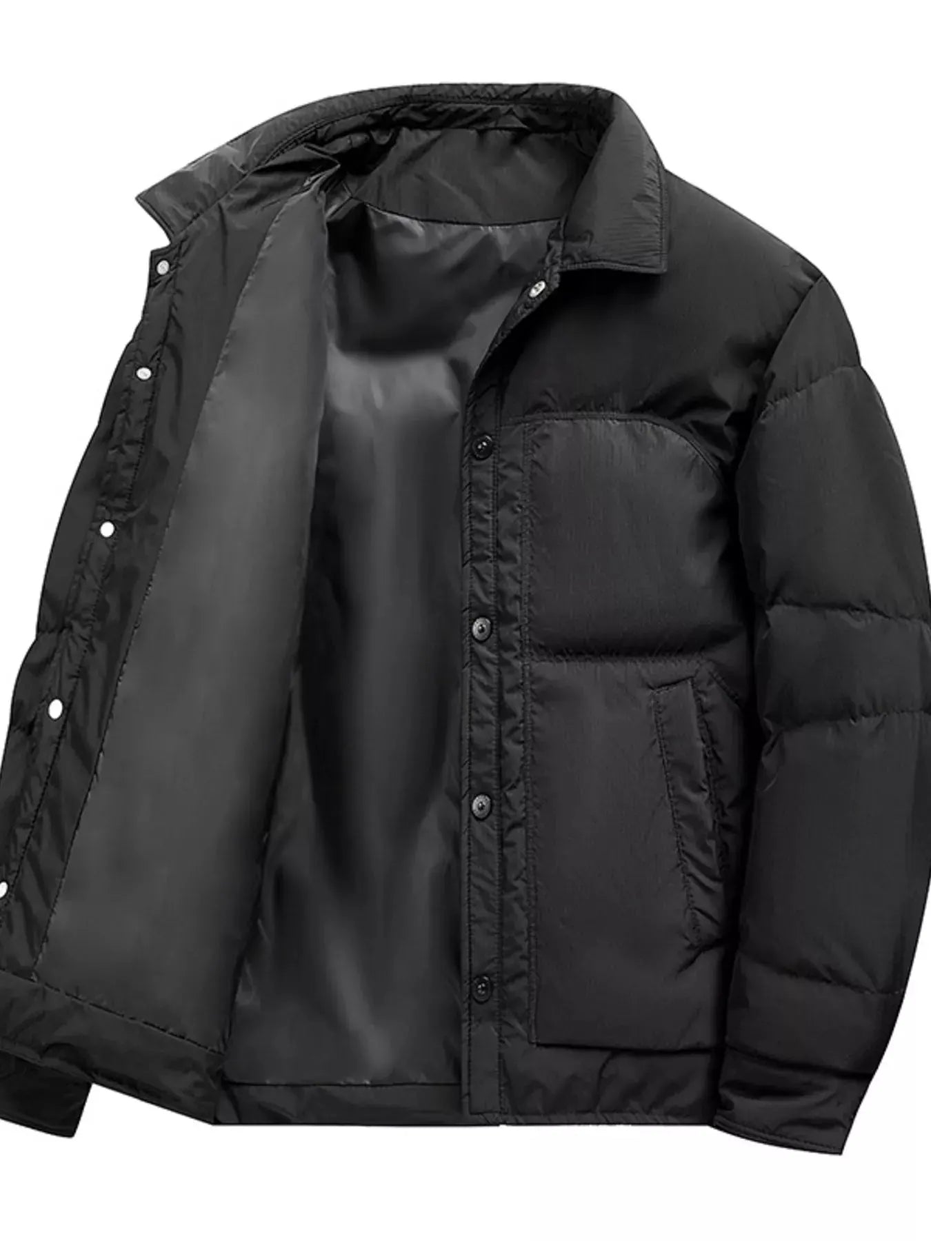 Men's Plus Size Snap Down Puffer Jacket by Partner Label