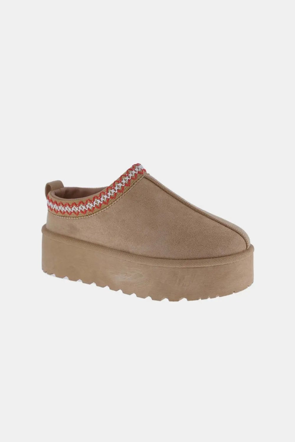 Weeboo Platform Embroidered Trim Slip-On Boots by Weeboo
