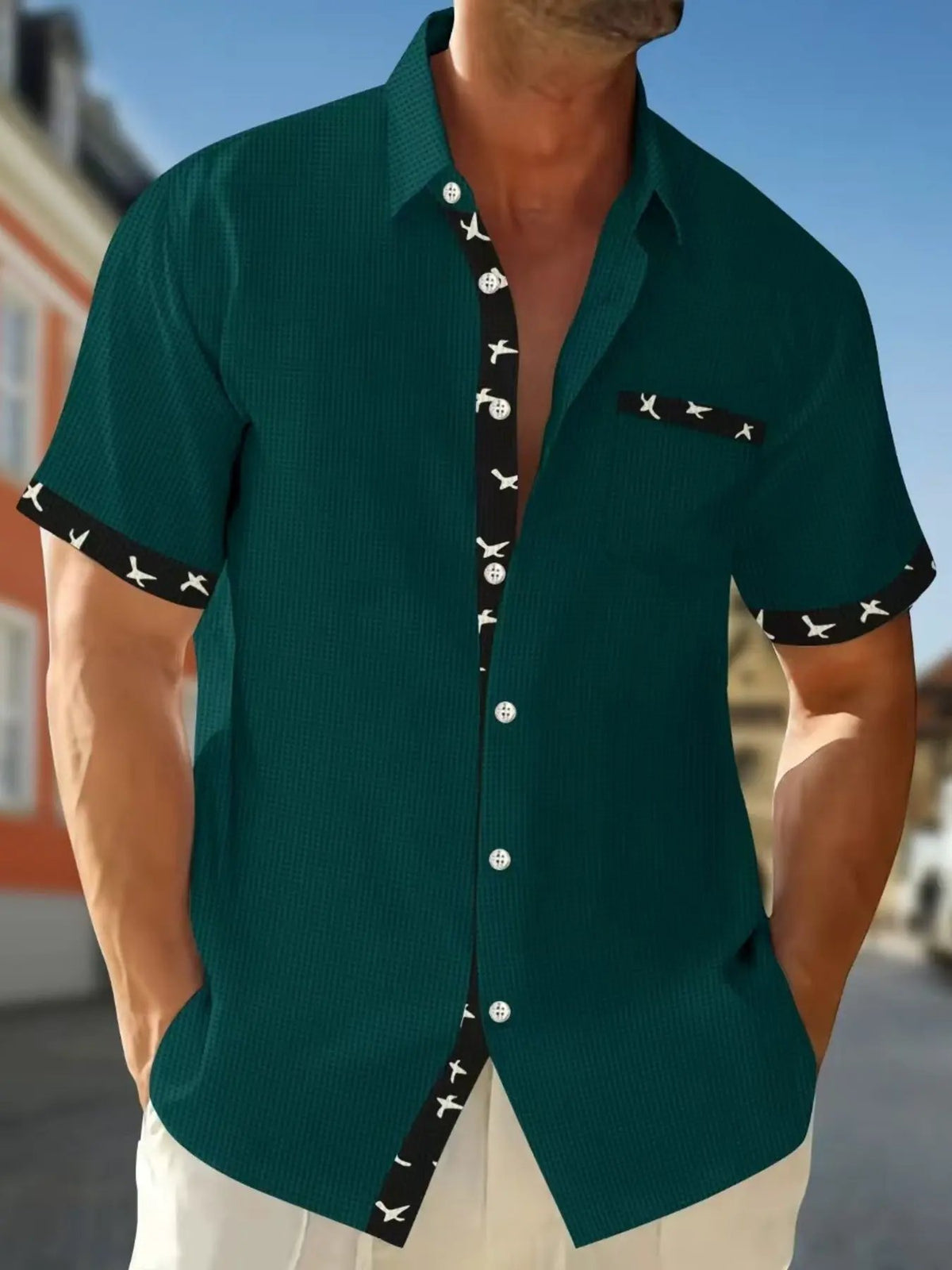 Men's Full Size Casual Button Up Short Sleeve Shirt Plus Size by Trendsi