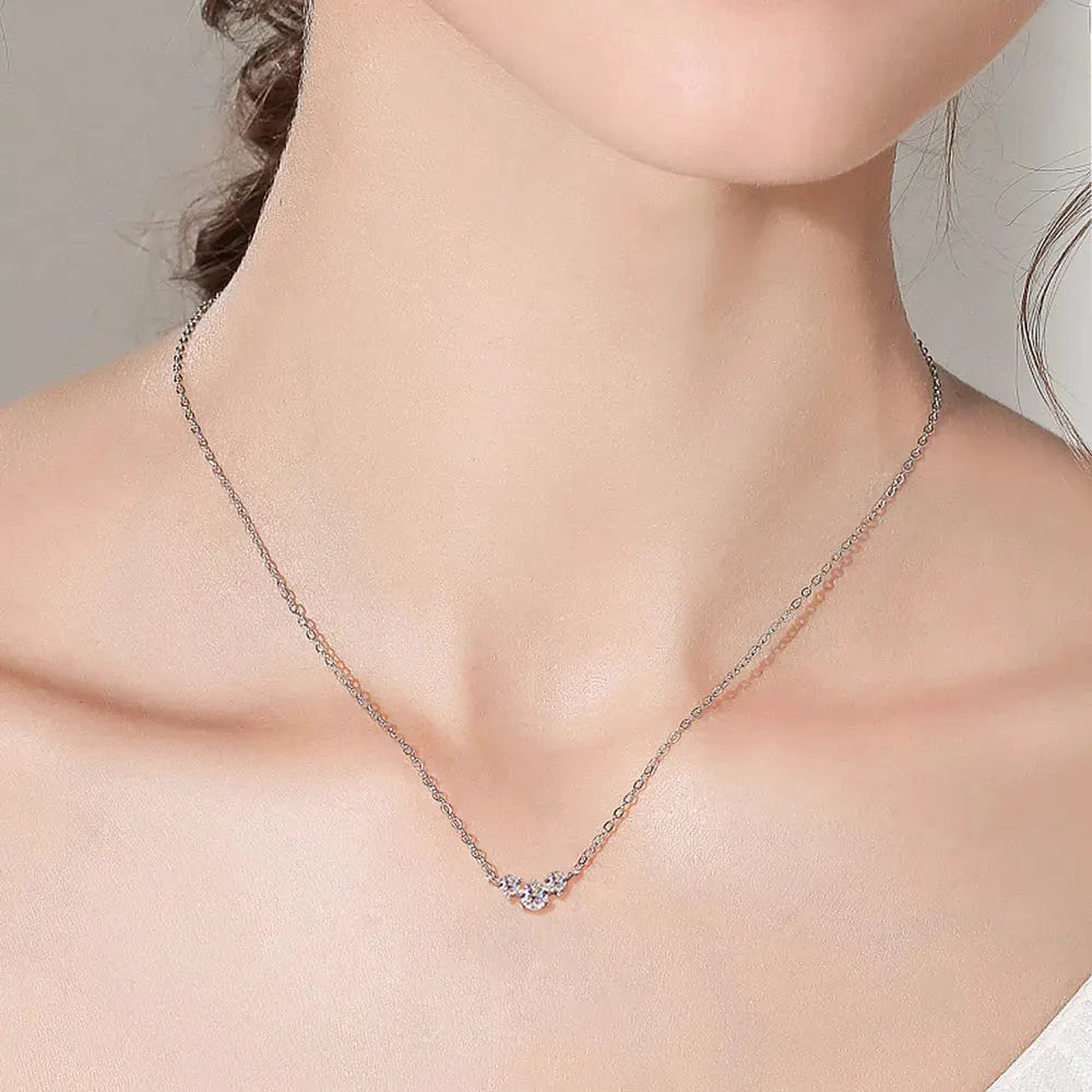 925 Sterling Silver Inlaid Moissanite Necklace by Partner Label