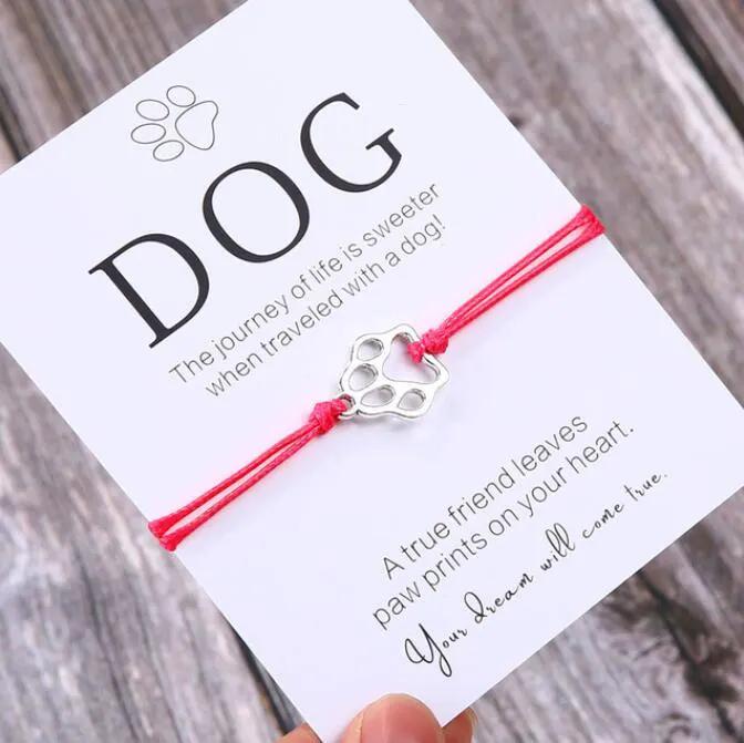Friendship Bracelet Gift for Him Paw Print Bracelet Dog Lover Gift Dog Lover Jewelry Wish Bracelet Gift for Pet Dog Parents by Maiden-Art