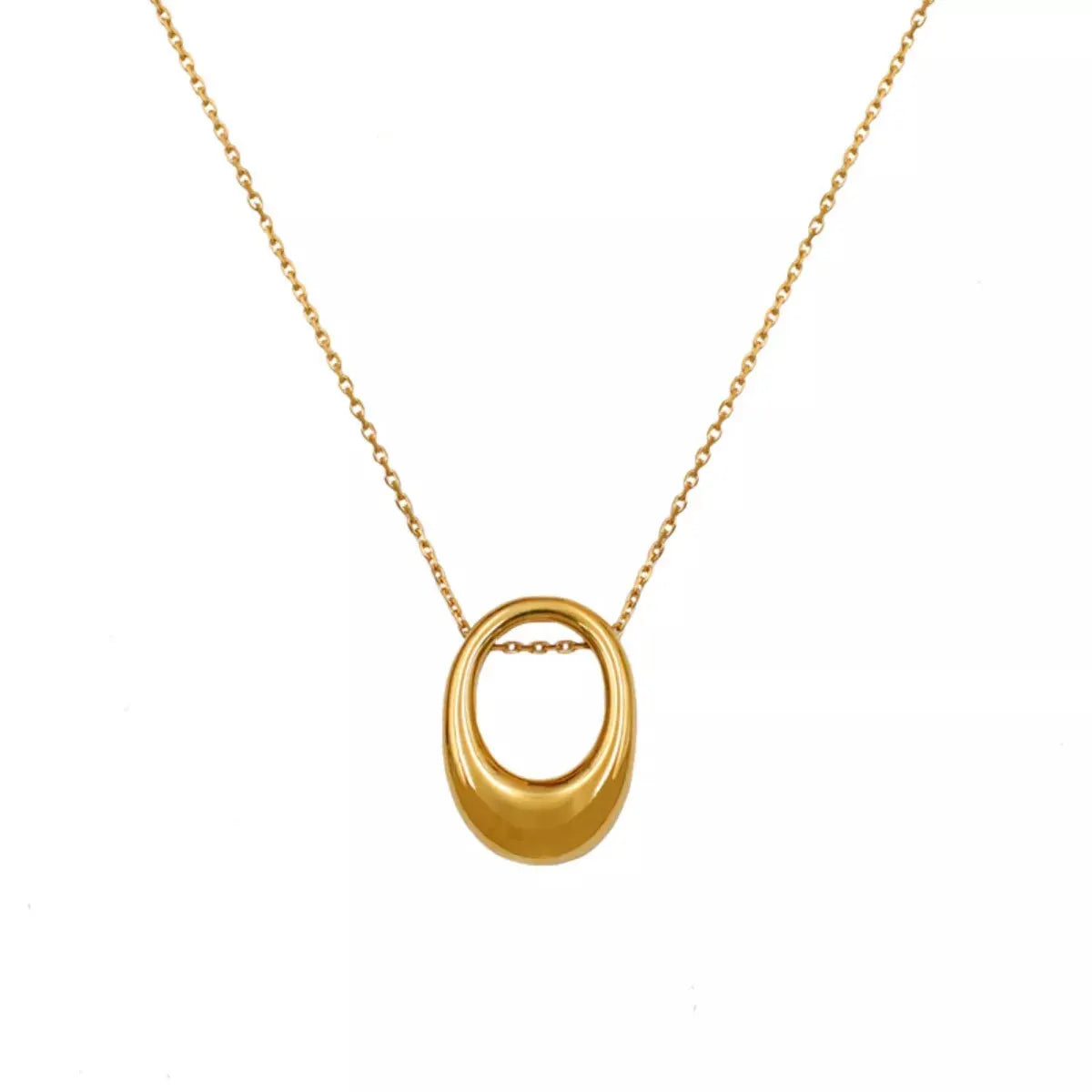 18K Gold-Plated Oval Pendant Necklace by Partner Labels