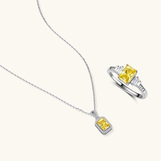 Golden Radiance Moissanite Set by Equanimity Essence.