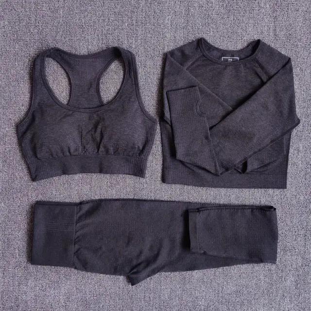 2/3/5PCS Seamless Women Yoga Set Workout Sportswear Gym Clothing Fitness Long Sleeve Crop Top High Waist Leggings Sports Suits by Vimost Shop