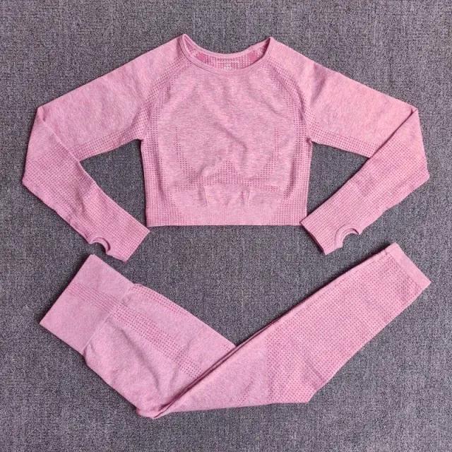 2/3/5PCS Seamless Women Yoga Set Workout Sportswear Gym Clothing Fitness Long Sleeve Crop Top High Waist Leggings Sports Suits by Vimost Shop