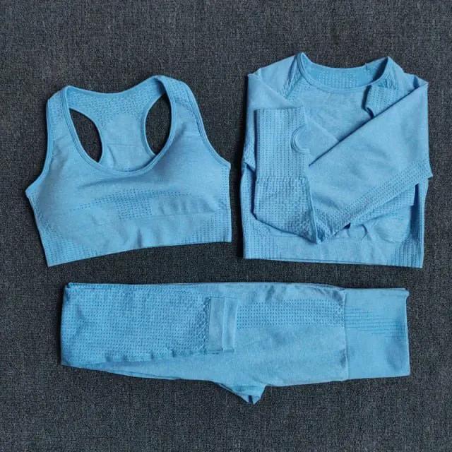 2/3/5PCS Seamless Women Yoga Set Workout Sportswear Gym Clothing Fitness Long Sleeve Crop Top High Waist Leggings Sports Suits by Vimost Shop