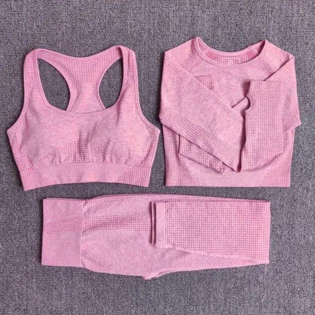 2/3/5PCS Seamless Women Yoga Set Workout Sportswear Gym Clothing Fitness Long Sleeve Crop Top High Waist Leggings Sports Suits by Vimost Shop