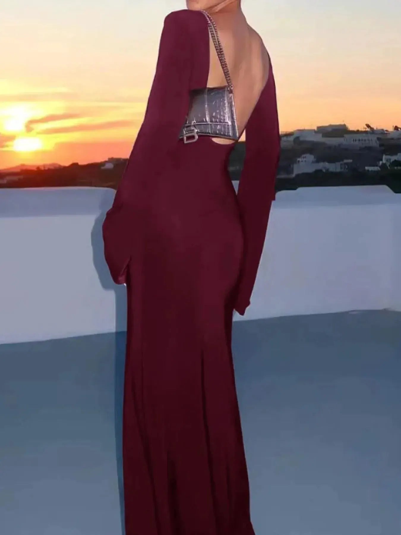 Backless Long Sleeve Maxi Cover-Up by Partner Labels