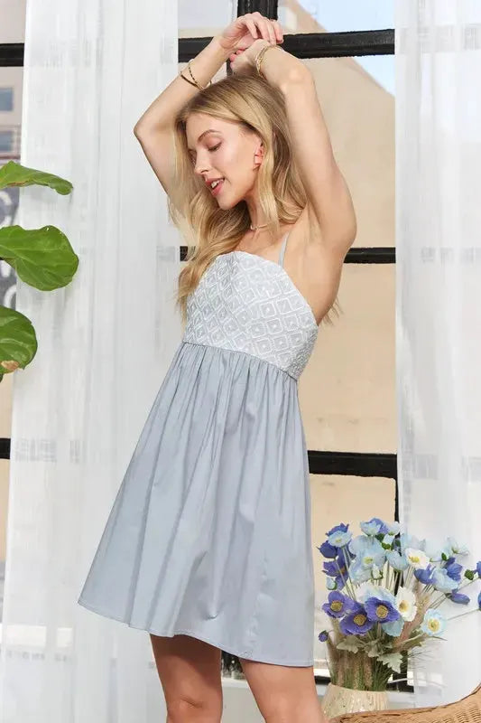 ADORA Sleeveless Mix Babydoll Dress by Partner Label