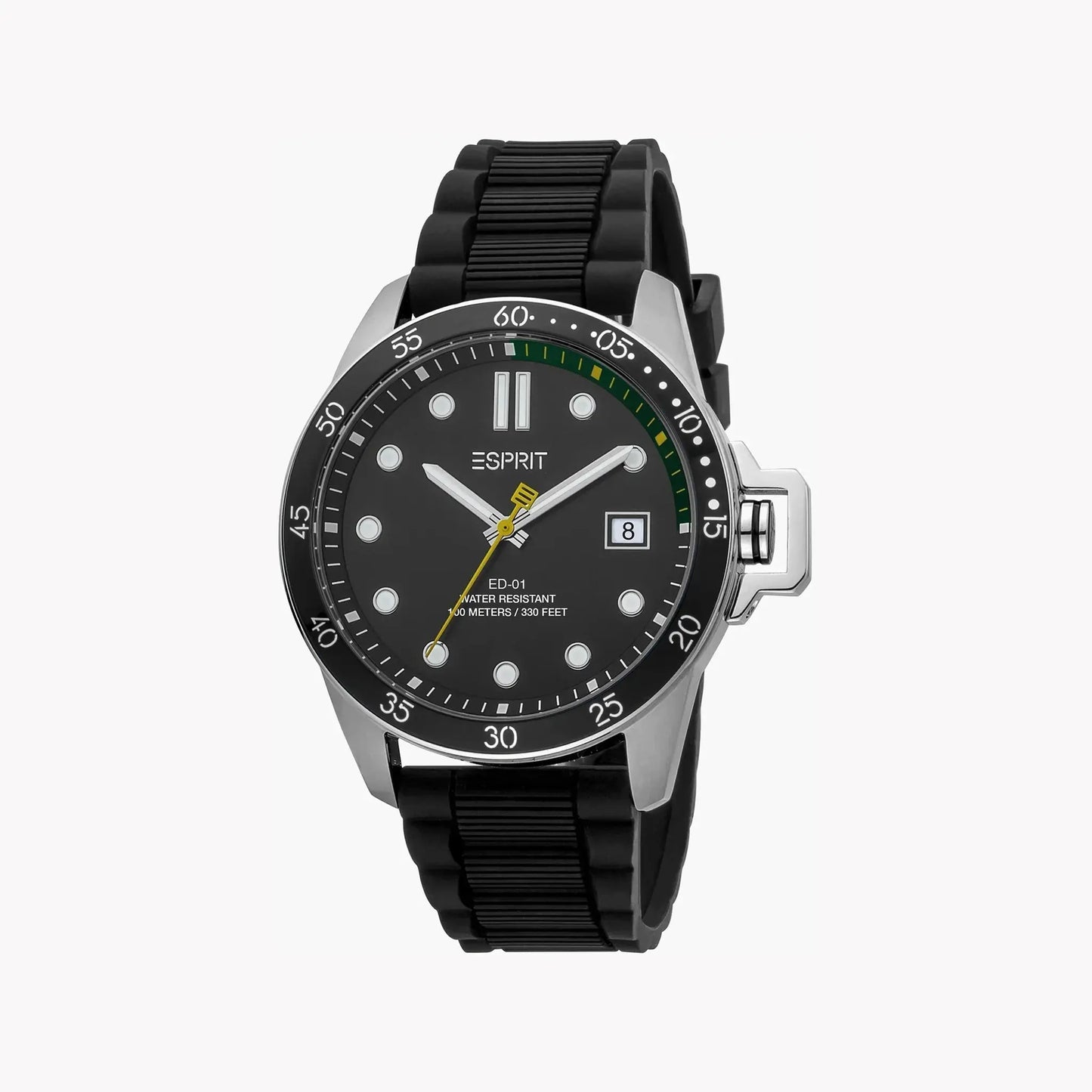 Esprit Men's Black Rubber Watch, Black Dial | Es1g096m0065 by ESPRIT