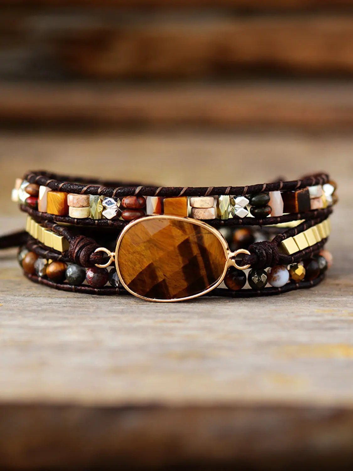 Geometrical Shape Triple-Layer Bracelet by Partner Label