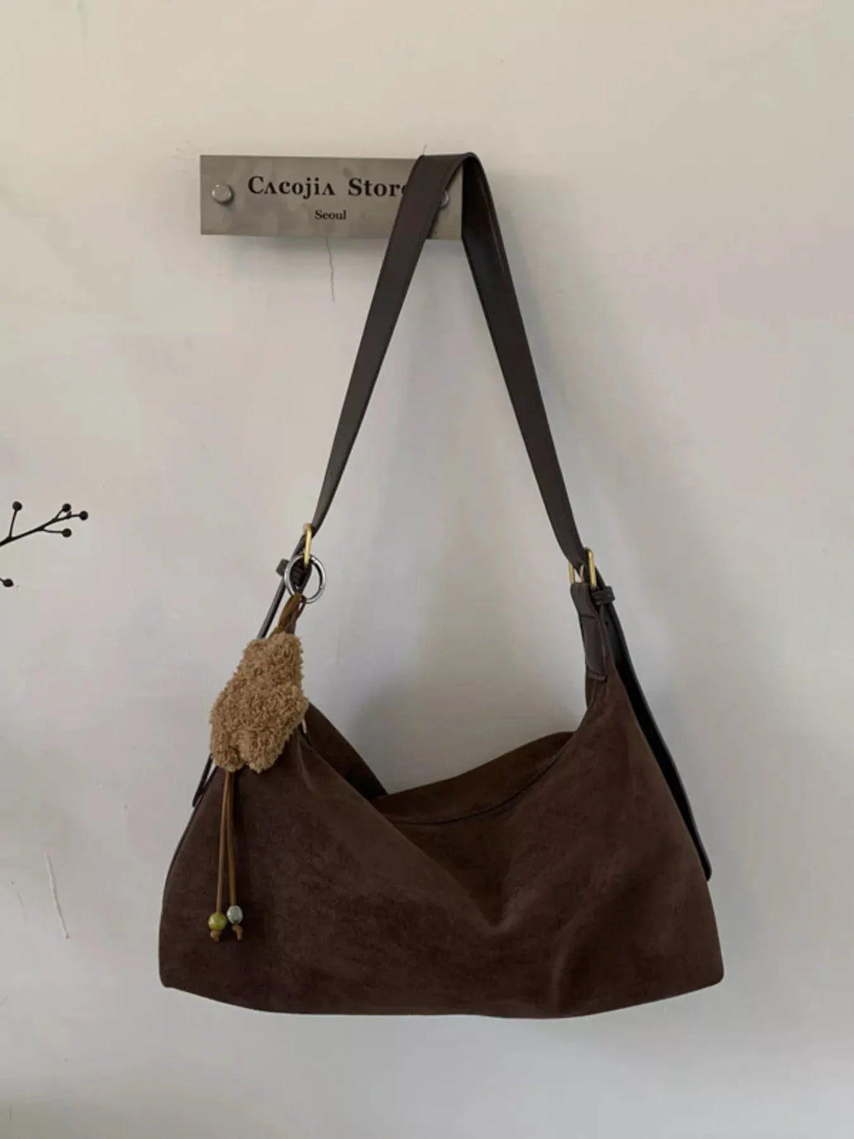 Solid Color Suede Hobo Crossbody Bag by Partner Label