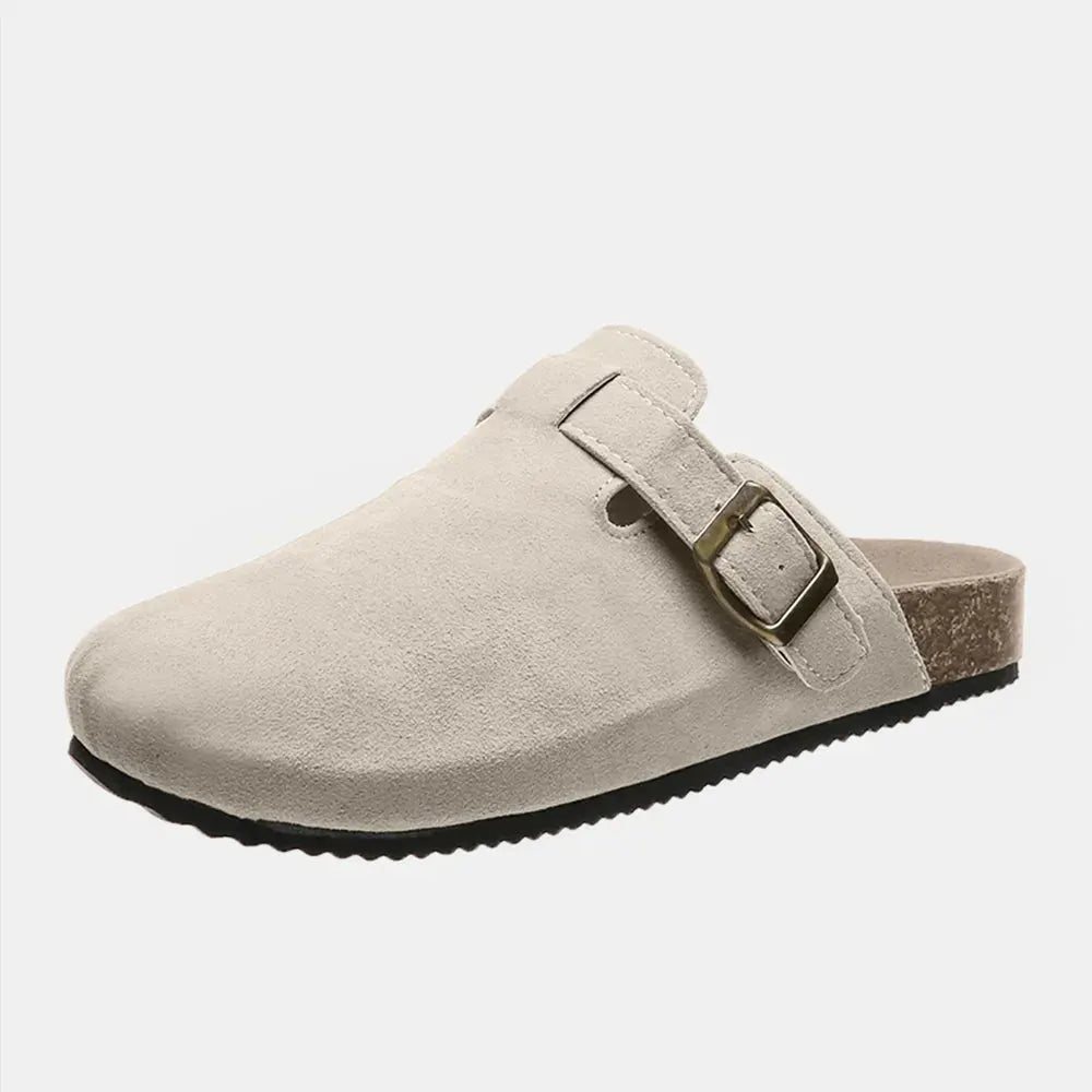 Suede Closed Toe Buckle Slide by Partner Label