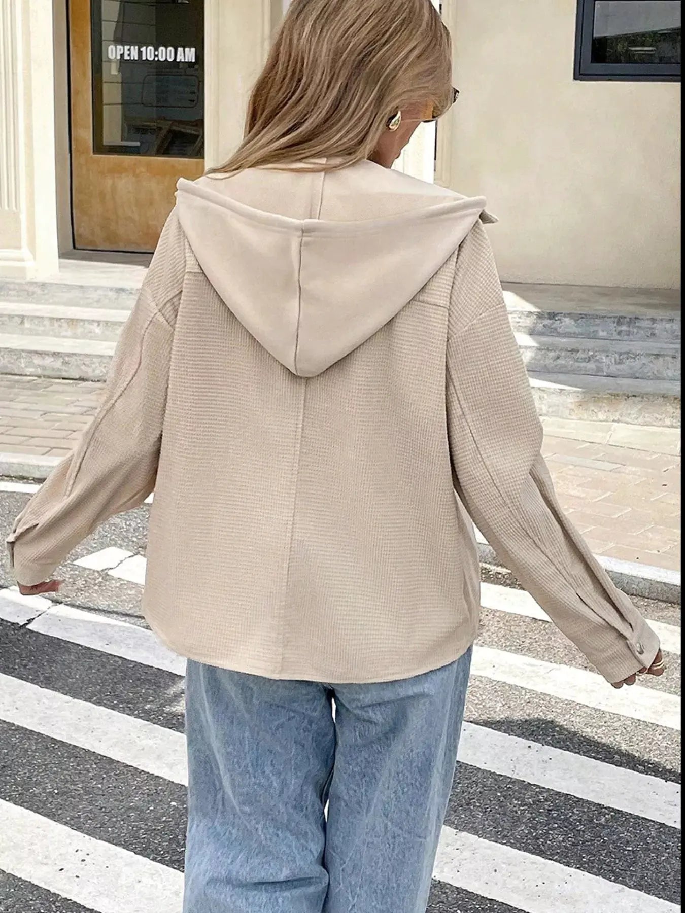 Thermal Knit Textured Hooded Jacket by Partner Label