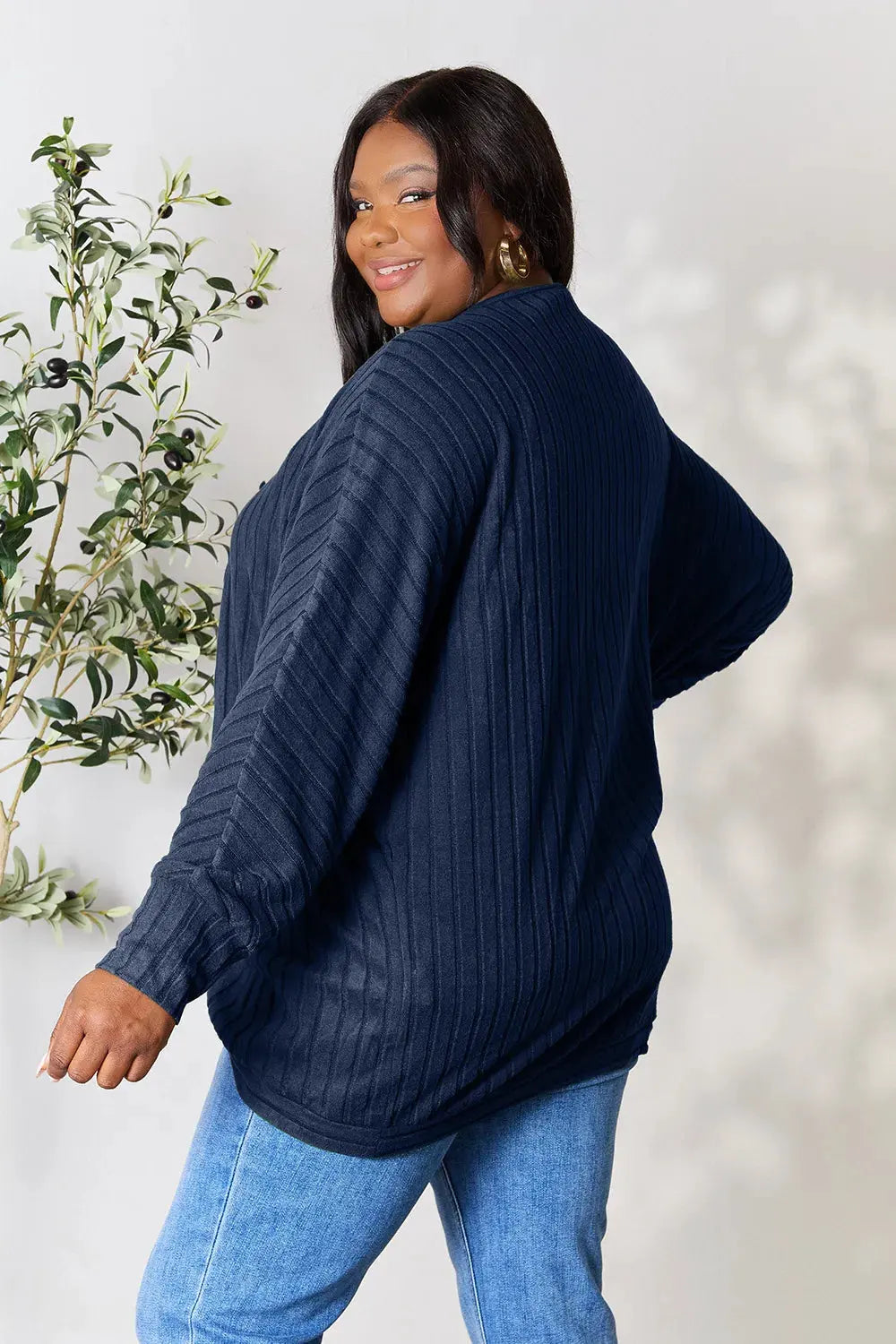 Basic Bae Full Size Ribbed Cocoon Cardigan by Basic Bae