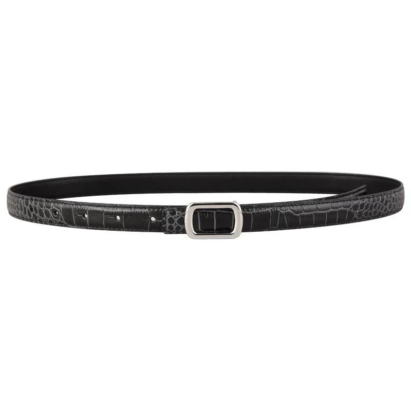Crocodile Embossed Leather Belt by Trendsi