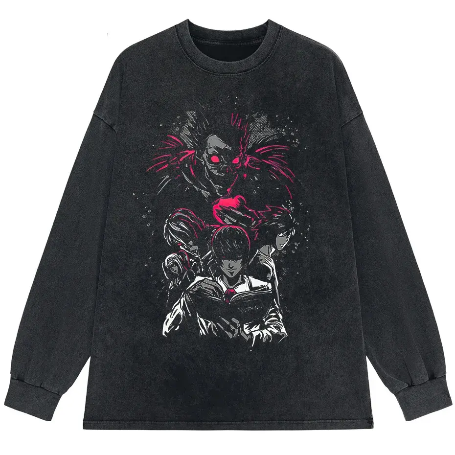 Men's Harajuku Distressed Anime Print T-Shirt Hip Hop Streetwear Cotton Oversized Tee by Vimost Shop