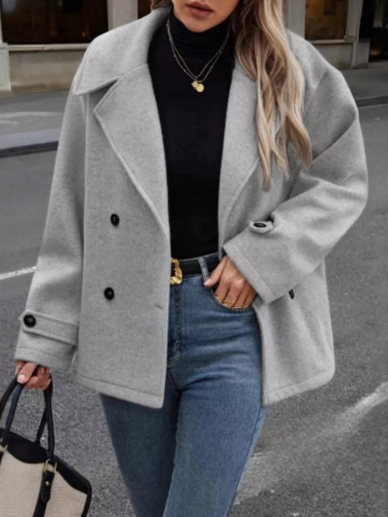 Double-Breasted Wool Blend Casual Jacket by Partner Label