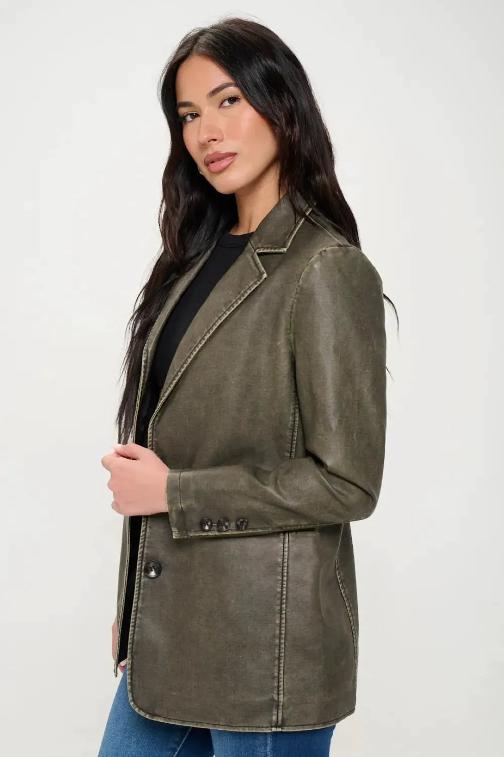 Coalition LA Single-Breasted Vegan Leather Blazer by Coalition LA