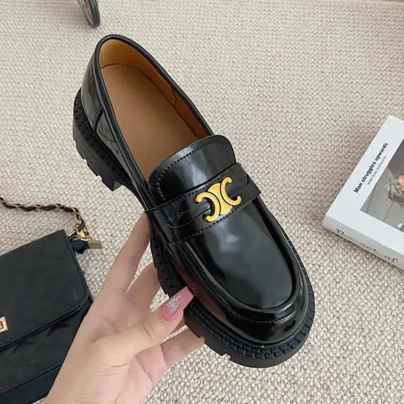 Round Toe Block Heel Loafers by Partner Label