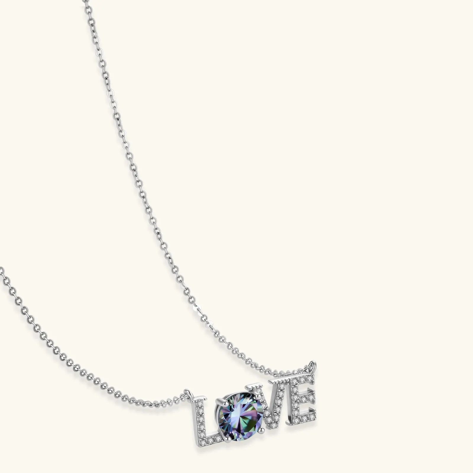 LOVE Moissanite Necklace by Equanimity Essence.
