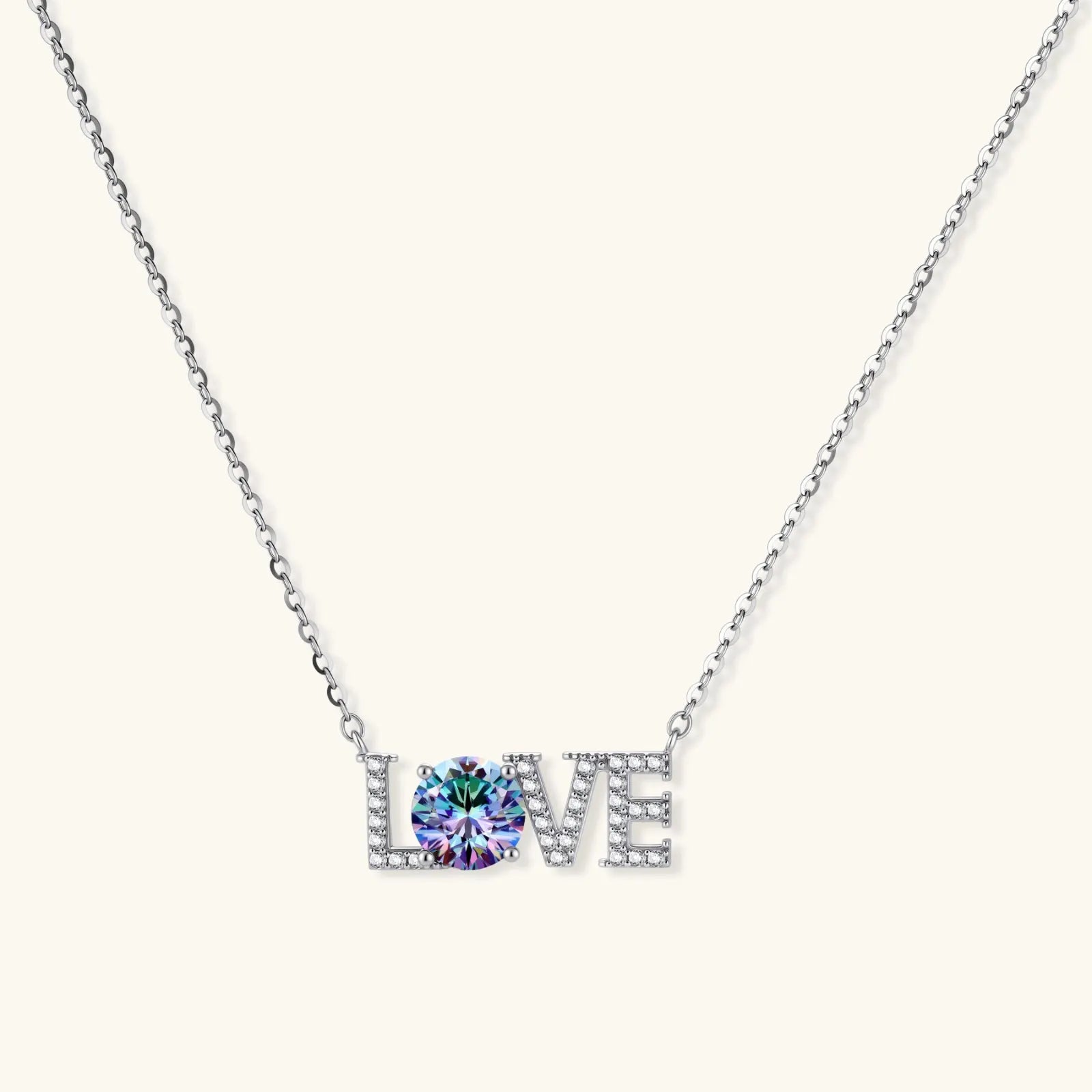 LOVE Moissanite Necklace by Equanimity Essence.