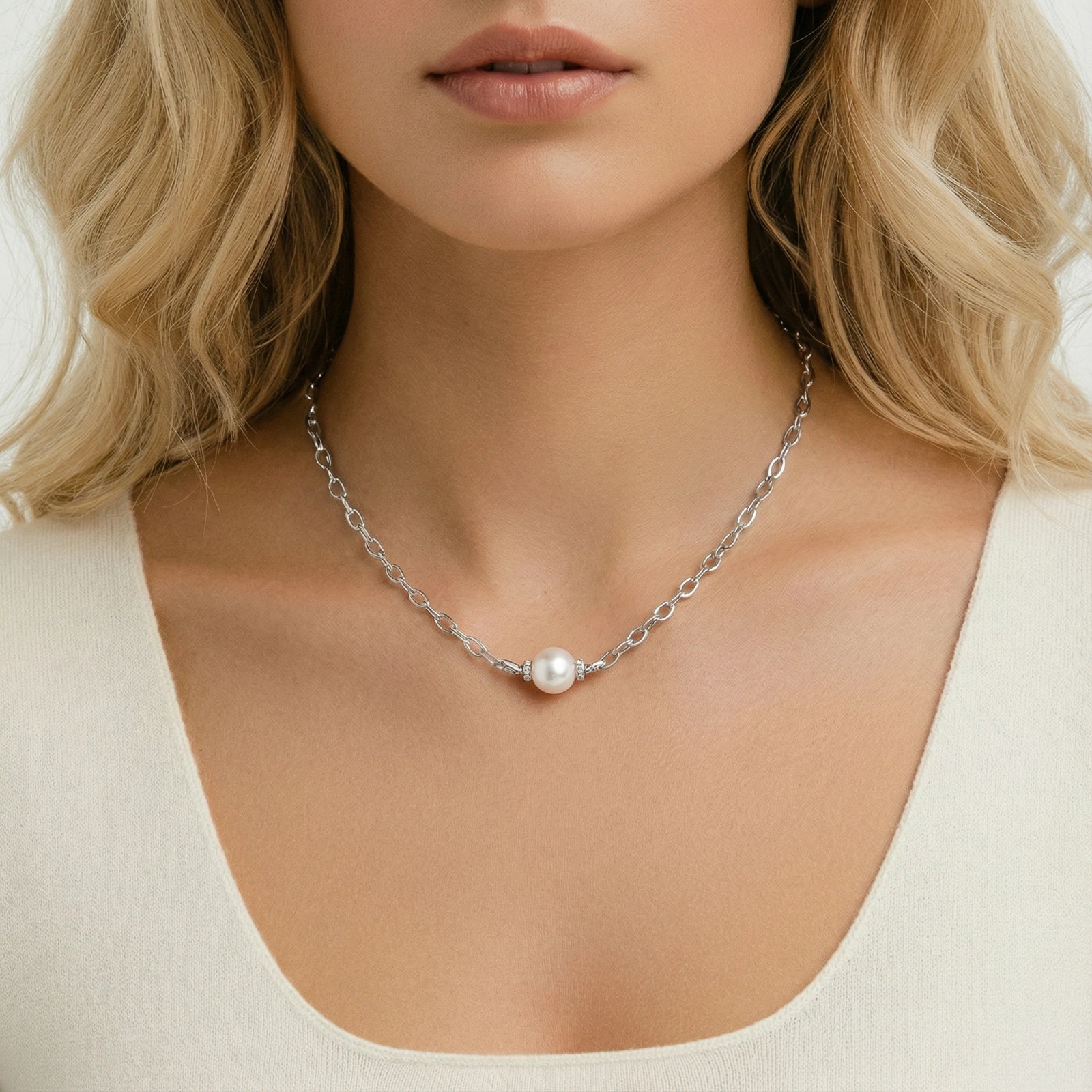 Luna Pearl Chain Necklace by Equanimity Essence.