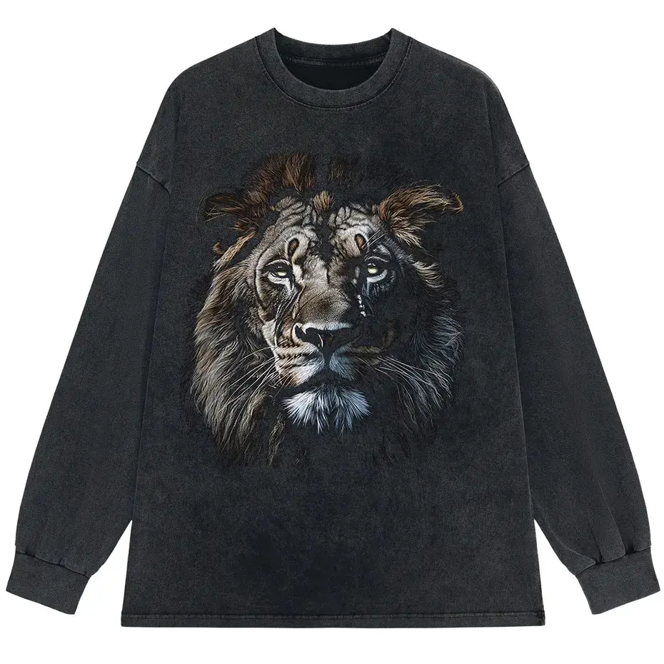 Hip Hop Men's T-Shirt With Lion head Print casual Tshirt Unisex Tops Tee by Vimost Shop