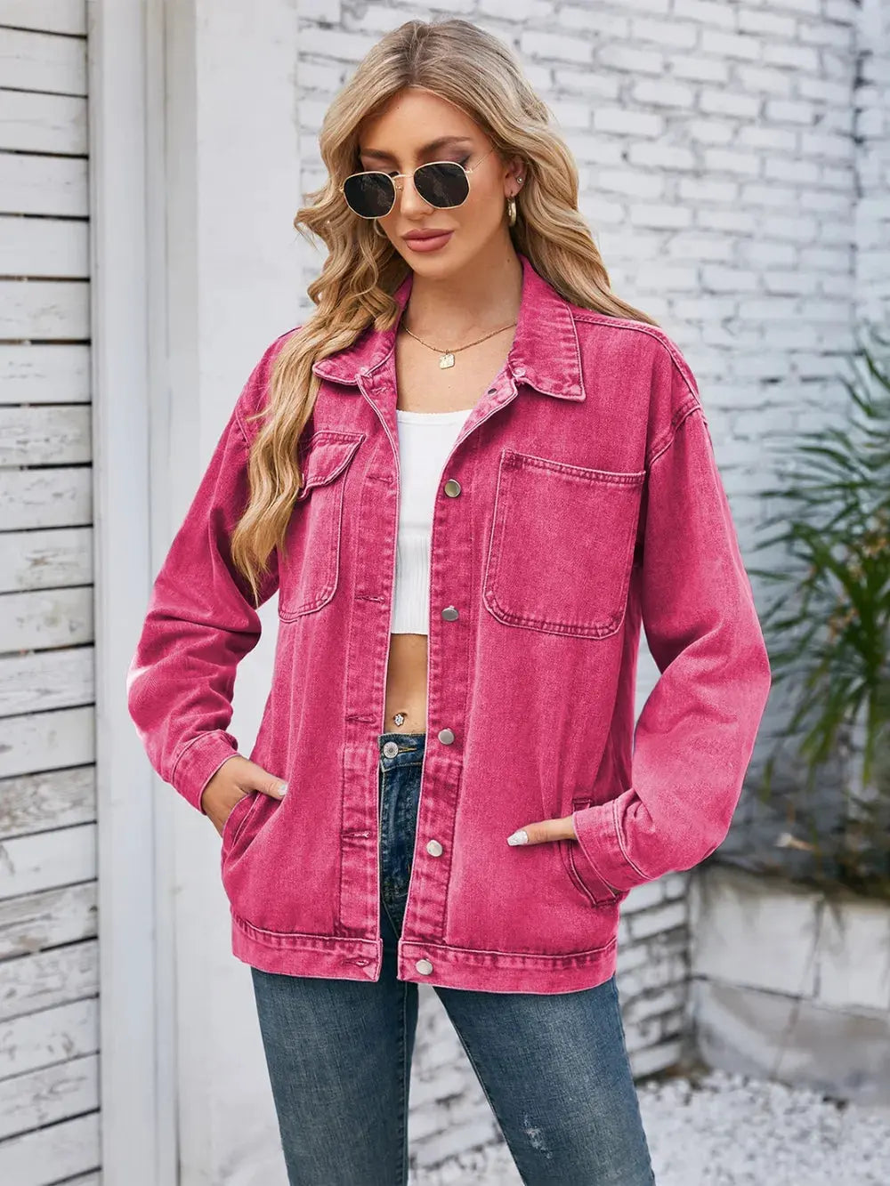 Pocketd Button Up Detachable Hooded Denim Jacket by Partner Label