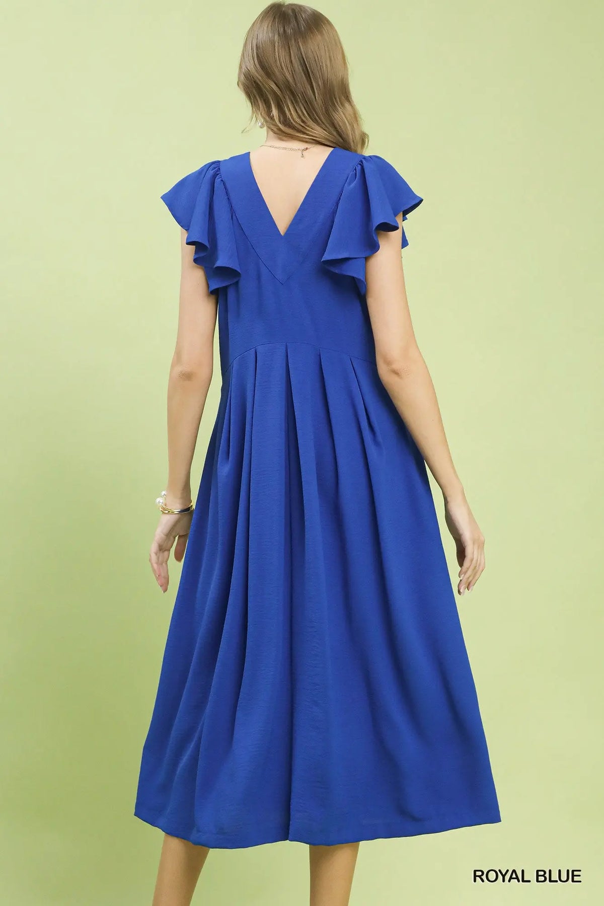 Umgee Ruffle Sleeve V-Neck Midi Dress by Umgee
