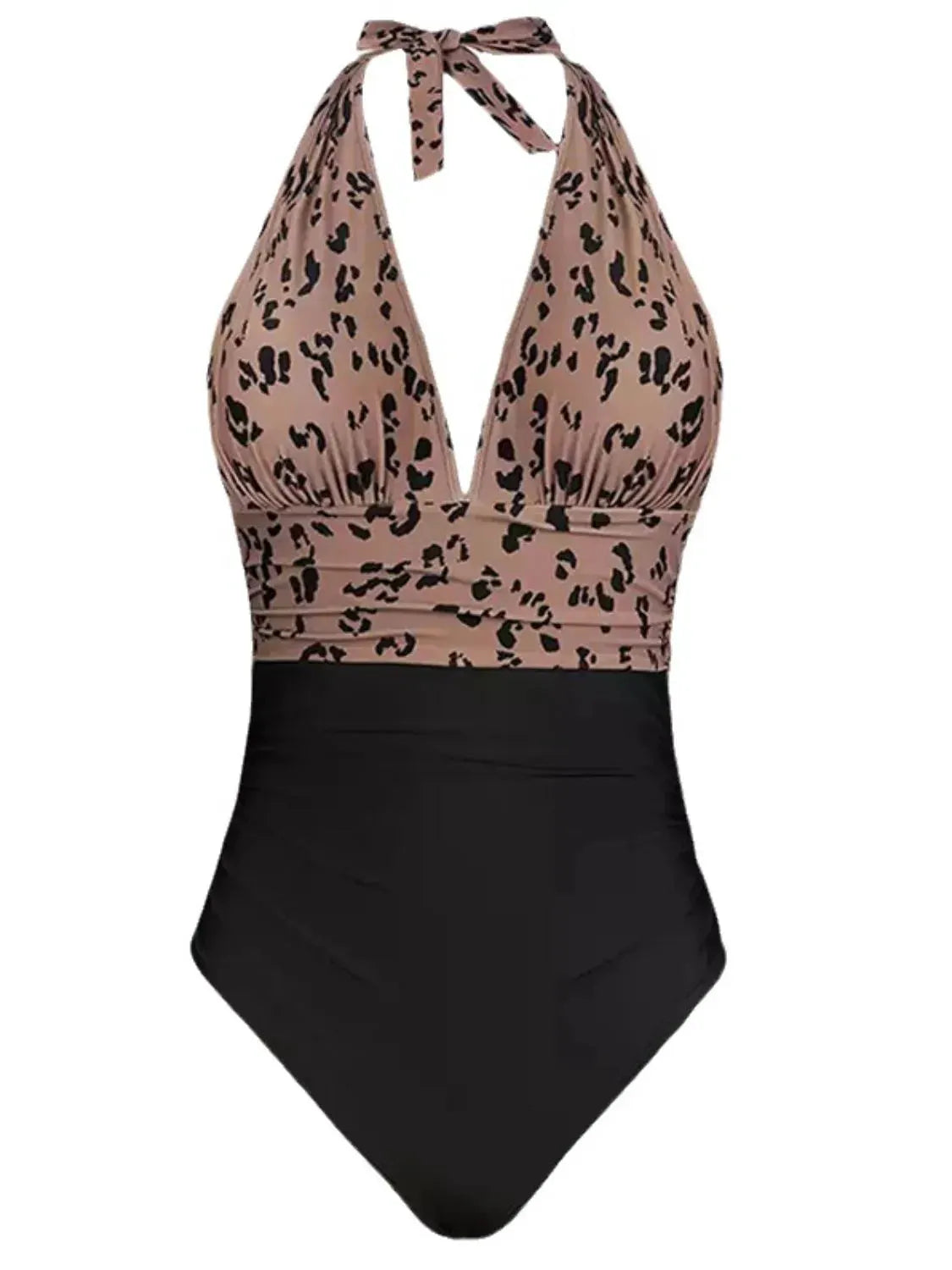 Full Size Leopard Halter Neck One-Piece Swimwear Plus Size by Partner Label